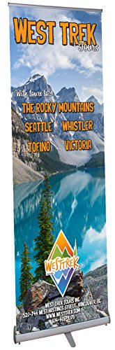 4 Less Co 33x79 Retractable Banner Stand Roll Up Trade Show Display, Free Banner Printing