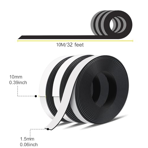 YTZJNZJNSR 10M Magnetic Tape Roll with Strong 3M Adhesive - Perfect for Whiteboard and Fridge Organization(10Mx10x1.5MM)