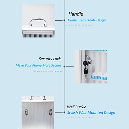SDdPulse Transparent Mobile Phone Storage Box with Security Lock - 48 Slot Cell Phone Safe Deposit for Classroom Office Factory - Desktop for Safe Keeping,24slots