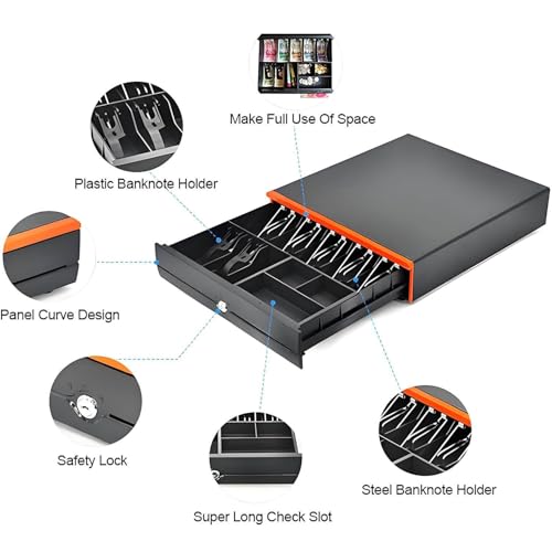 15.6 inch Touch Cash Register Terminal Customer-Facing Screen for Retail,POS Terminal with Handheld Scanner and 5 Paper Rolls, Cash Drawer, Keyboard Cash Register, for Restaurant White-SingleScreen
