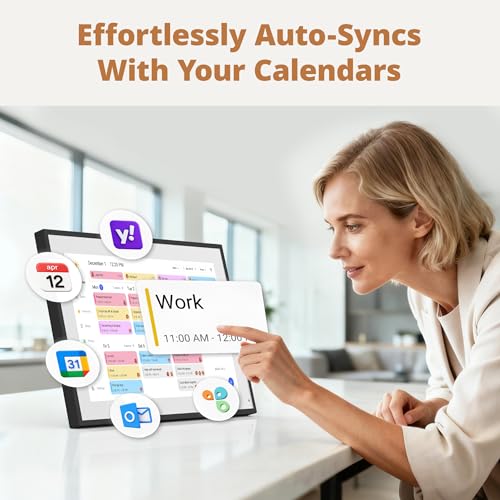 Dragon Touch 14 Inch Digital Calendar Wall - 1920 x 1080 FHD Electronic Wall Calendar Family Planner with 32GB Memory and Wall Mount, Touchscreen Intelligent Desk Calendar, Black