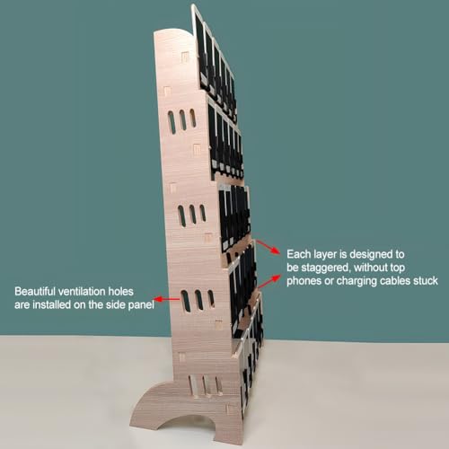 zktoermn Wooden Cell Phone Stand Rack, Portable Classroom Cell Phone Storage Organizer, Large Capacity Mobile Phone Holder Desktop Organizer, for Classroom Office(910x150x190 mm)