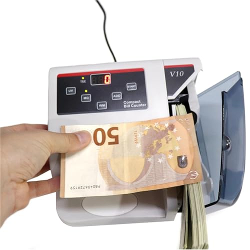 Qiokoith Portable Mini Money Counter – Universal Banknote Counting and Counterfeit Detection Machine (Magnetic, and Watermark Detection)