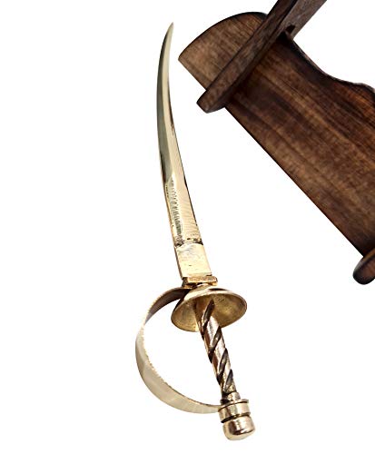collectiblesBuy Vintage Handmade Sword Shaped Military Paper Knife Cutter Letter Opener Solid Brass with Wooden Holder