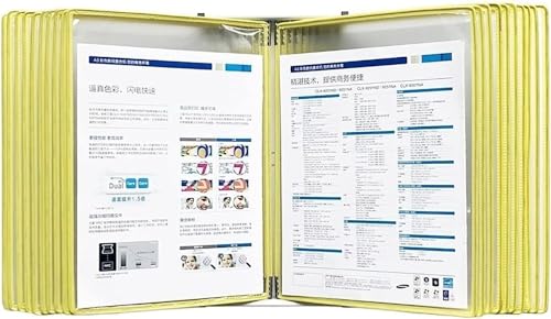 QTNLFCKVZ A4 wall mounted document holder, 20 Pockets Hanging Wall File Organizer,A4 Wall Hanging Display Book, Presentation Project Folder for Files(Yellow)