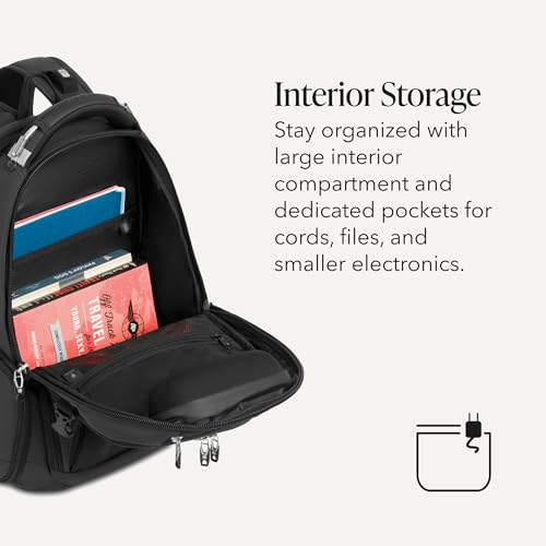SwissGear Travel Tech Elite Laptop Backpack – Fits Laptops up to 16” – ScanSmart TSA-Friendly Backpack with USB Port, Shoe Compartment & Organizer Pockets – Heather Grey