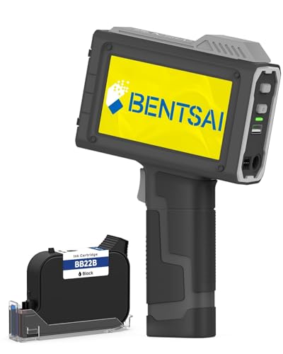 BENTSAI Handheld Inkjet Printer BT-HH62 Series Newly Upgraded with 16H Long Endurance Use for Batch Number Date Code Logo Serial Number QR Code on Plastic Cardboard Wood Metal (0.5 Inch with Sensor)