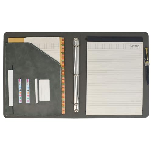 Tablet Organizer Portfolio Case with 3-Ring Binder, Binder Padfolio File Folder with Removable Tablet Holder, Compatible with iPad Air 11" M4/M3/M2 (2026/2025/2024), Gray