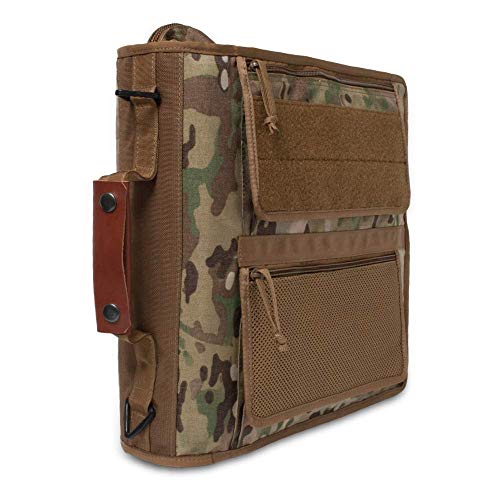 TACTICAL NOTEBOOK COVERS Tactical 3-Ring Binder Cover System | Zippered Padfolio Organizer Bag with Leather Handle | Fits 3” to 4” Binders | Durable Field Use Organizer (Multicam)