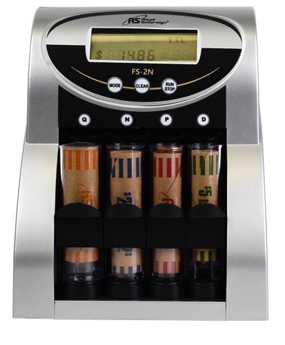 Royal Sovereign Electric USD Coin Counter/Sorter, 2 Rows with Patented Anti-Jam Technology and Value Counting, Silver (FS-2N)