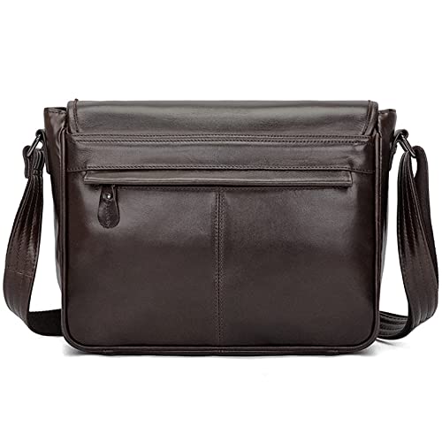 TGBHM Laptop Messenger Bags Men's Casual Leather Shoulder Bag Messenger Bag Sports Outdoor,Chocolate Color-30x10x25cm