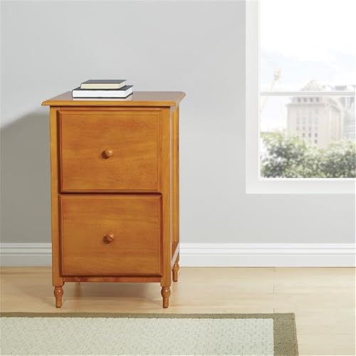 Pemberly Row Modern 2 Drawer Wood File Cabinet, 30" H x 18.75" W x 20.25" D, Solid Hardwood, Antique Cherry Finish, Letter Size Files, Office Storage, Ready to Assemble, Indoor Use