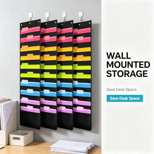 Yenrt 4 Pack Hanging Wall File Organizer with Door 10 Pocket