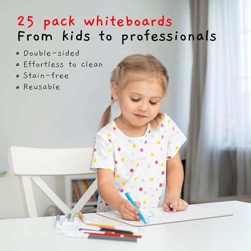 Board Geeks 25 Pack Dry Erase Lapboards 9 inch by 12 inch Large Whiteboard White Board Set Great for Teachers, Students, Children, Classroom Reusable, Durable, Portable, Single Sided Whiteboard