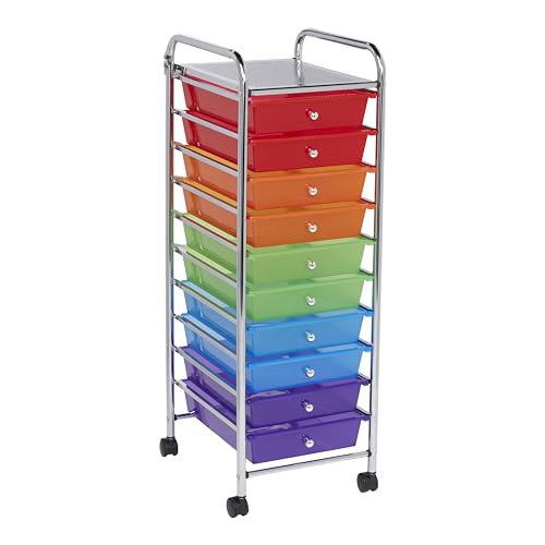 ECR4Kids 10-Drawer Everyday Mobile Storage Utility Cart, Assorted