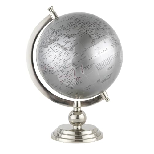 GLOBEDECOR Silver Aluminum World Globe 18 Inch