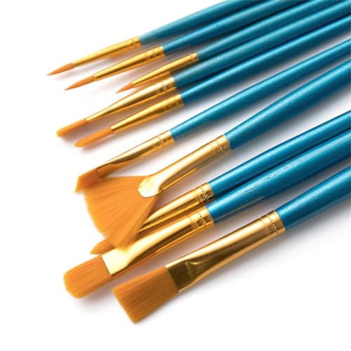 FENOKD Oil Brush 10 Fan Painting Brush Set Graffiti Hand Office Wood Nail Art Supplies