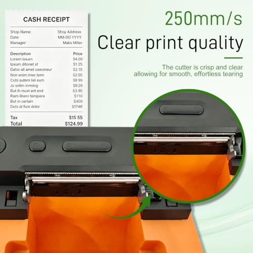 MR.BOSS 2" 1/4 Cloud Receipt Thermal Printer for iOS POS Software Cash Register with Cloud Bluetooth WiFi USB for Supermarket Restaurant Coffee Retail iPad iPhone