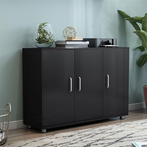 XJOYSL7921 File Cabinets ﻿ 1.2m File Cabinet Information Storage Short Office Printer Small Bookcase Vertical File Cabinets(Black)