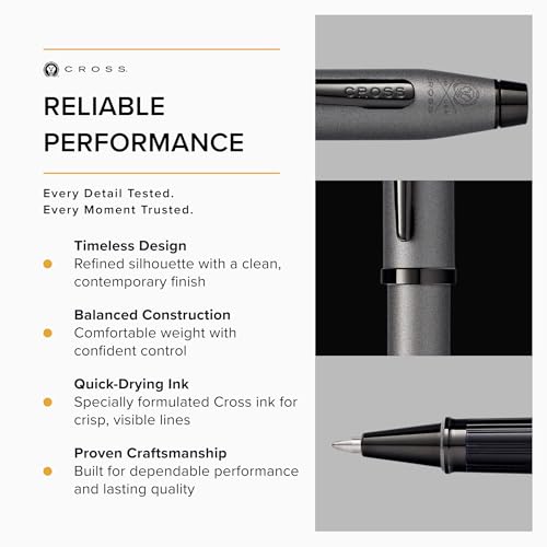 Cross Century II Gunmetal Gray Rollerball Pen, Medium Point, Black Ink