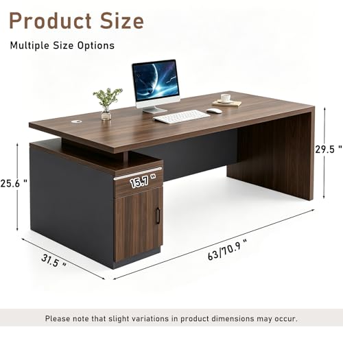 WYBFCWY Executive Office Desk with Storage Cabinet,Large Computer Desk for Home Office,Boss Table,Business Workstation,Modern Manager Desk for Manager,Employee,Home Office