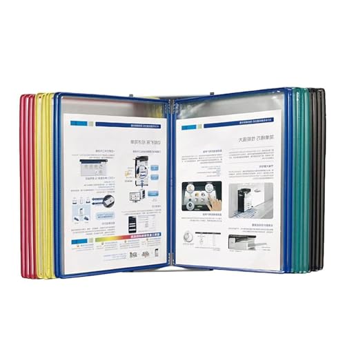 NUHSLF Wall Mount Reference System - Metal and PVC Desktop Flip Display Folder, 20 Display Pockets, Letter-Size, Flip and Find Reference Desktop Document Holder, for Office Stor(D)