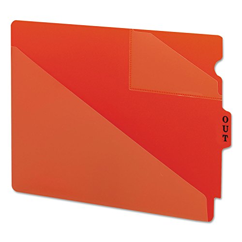 Smead 61960 Out Guides with Diagonal-Cut Pockets, Poly, Letter, Red, 50/Box