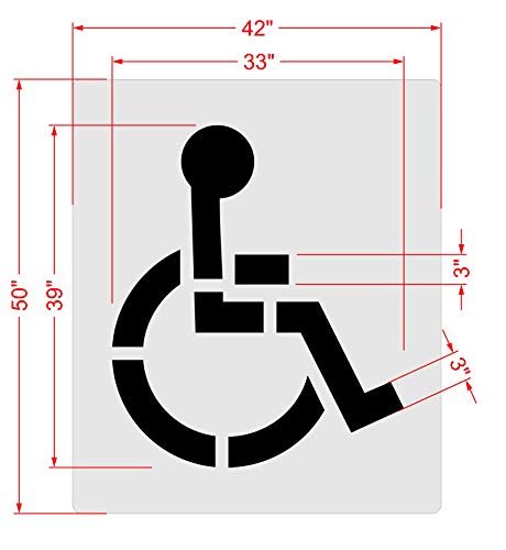 Parking Lot Stencil - 39" - ADA Handicap Stencil (3" Stroke) - 39'' x 33'' x 1/8" (128 mil) - Pro-Grade