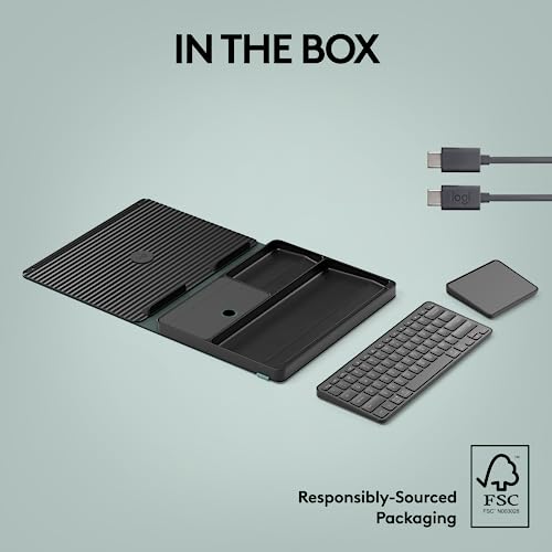 Logitech Casa Pop Up Desk Laptop Stand, Keyboard & Touchpad - Green/Black