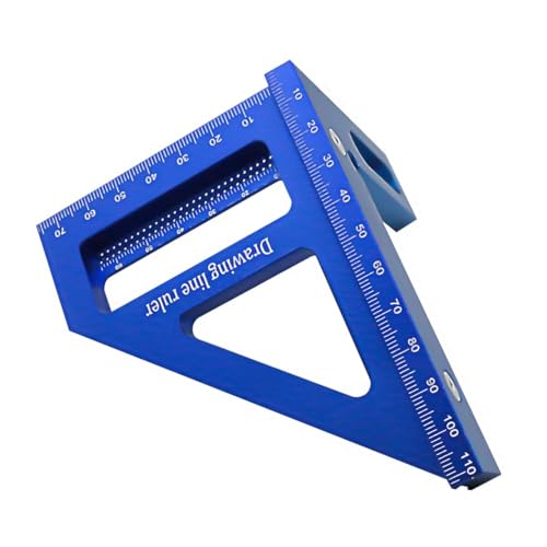 Multi functional alloy triangle ruler: a woodworking tool used for measuring 45 °/90 ° angles and line drawing-Tricolor