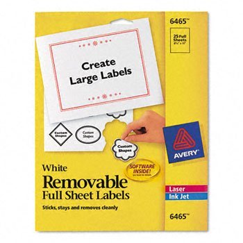 Avery Removable Self-Adhesive ID Labels LABEL,LSR,25SH/PK,WHT (Pack of5)