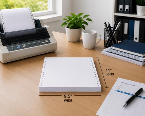 BIZTEK Continuous Computer Paper 9 1/2 x 11 Blank, White, Clean Edge 1 Part 20 lb. 92 Bright | 80 Cartons | 2400 Sheets/Cartons