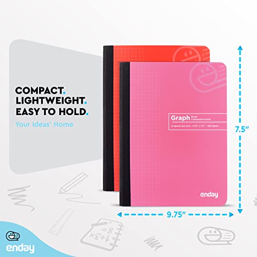 Emraw Graph Paper Composition Notebook Bulk, Pink Hard Cover Graphing Notebook, 4 Squares Per Inch Graph Ruled Composition Notebook, Premium Quad Ruled Notebook, 100 Sheets (96 Pack)- By Enday