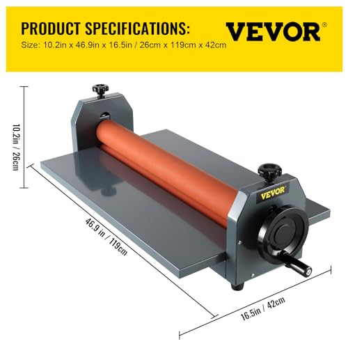 VEVOR 39 Inch Cold Laminator Machine 10mm Manual Vinyl Photo Film Cold laminator Hand Crank Pressure Cold Roll laminator（39Inch