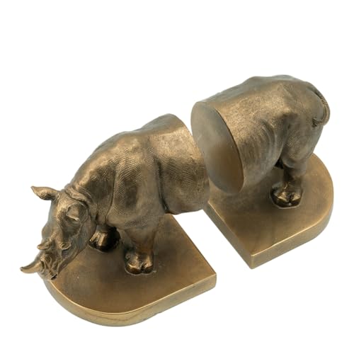 Neojoyoenix 10.8" x 4.7" x 5.9" S 2 Rhino Bronze Bookends