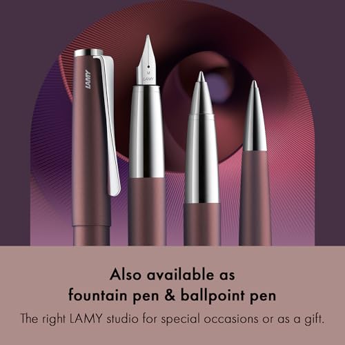 Lamy studio orion matt - rollerball pen in elegant metal barrel - with propeller-shaped clip & in line width M M 63 rollerball refill in black