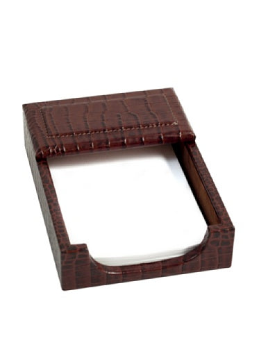 Bey-Berk D1412 Brown Croco Leather 4"x6" Memo Holder
