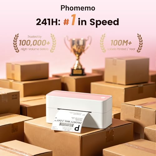 Phomemo High-Speed Thermal Label Printer, 241H Label Printer & 20Pcs Labels