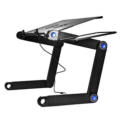 No/Brand Portable Adjustable Aluminum Laptop Desk Foldable Portable Laptop Desk, Adjustable, Bed, Table with Cooling Fan, for Bed and Sofa