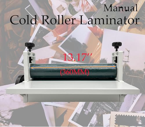 INTSUPERMAI Manual Cold Roll Laminator Machine Desktop Cold Laminating Machine with Foldable Working Table and Manual Pressure Adjustment for Photo Vinyl Film Laminating (360mm/14.17in)