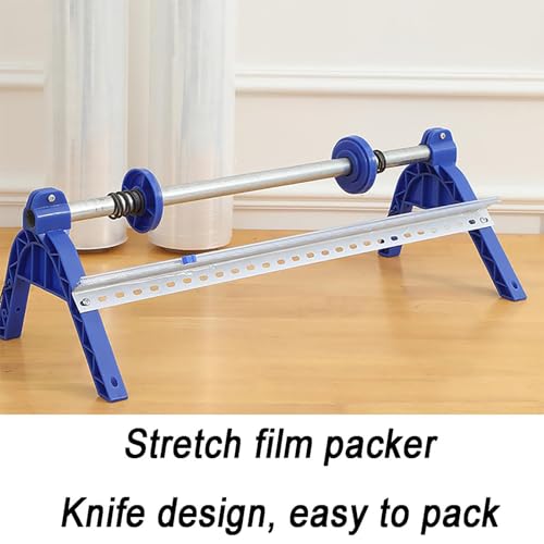 Table Stretch Film Dispenser with 50cm Wide Transparent Stretch Film, Manual Pallet Wrapper, 2 Installation Methods for Logistics and Transportation, Parcel Packaging