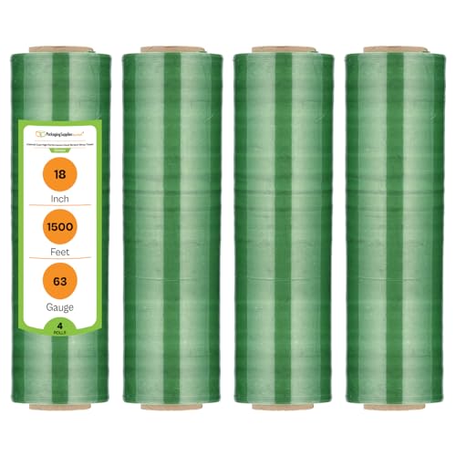 PSBM Tinted Green Plastic Stretch Film/Wrap 18 Inch x 1500 Ft 63 GA 4 Rolls