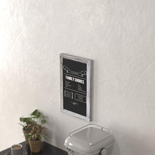 BizChair Wall Mount Magnetic Chalkboard Sign - Whitewashed Finish - 11" x 17" - Vertical or Horizontal Hanging Message Board, Set of 10