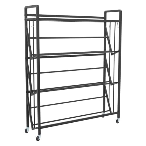 Silencear 4-Tier Book Cart, Rolling Bookshelf with Lockable Wheels, Mobile Book Storage Rack for Home Office Living Room Classroom, 35.4 * 9.8 * 44in (Black)
