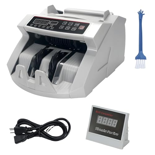 duwiikab Money Counter with Value Count, UV/MG/IR Counterfeit Detection Function Cash Counter, Add and Batch Modes, Cash Counter with LCD Display, Bill Counter Machine for Bank Supermarket US