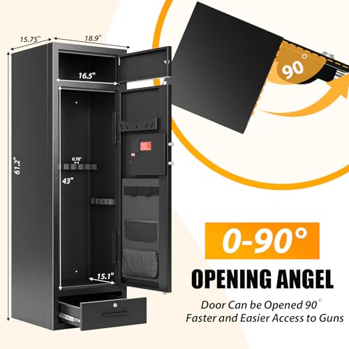 Zevemomo 10-12 Gun Cabinet, Gun Safe for Rifles and Pistols with Drawer