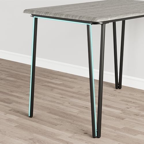 TrailBlaze 4-Piece Office Desk and Chair Set – Compact Table with Ergonomic Cushioned Chairs, Sturdy MDF & Metal Frame, Waterproof Vintage Tabletop, Easy Assembly – Ideal for Small