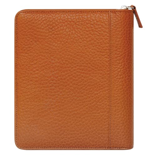 FranklinCovey - Alex Ring-Bound Binder for FranklinCovey Planners | Leather with Zipper Closure (Classic, Saddle)
