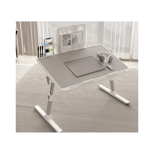 YFAURNDE Lap Desk,Bed Tray Table,Folding Lap Desk,Desk Stand for Bed,Lap Tray Portable Standing Table,Adjustable Angle and Height,Easy to fold, no Space Required(Gray Upgrade)