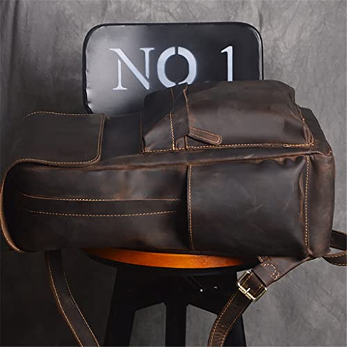 AODFDSJH Retro Genuine Leather Backpack First Layer Cowhide Leisure Travel Bag Large Capacity Computer For 15.6inch
